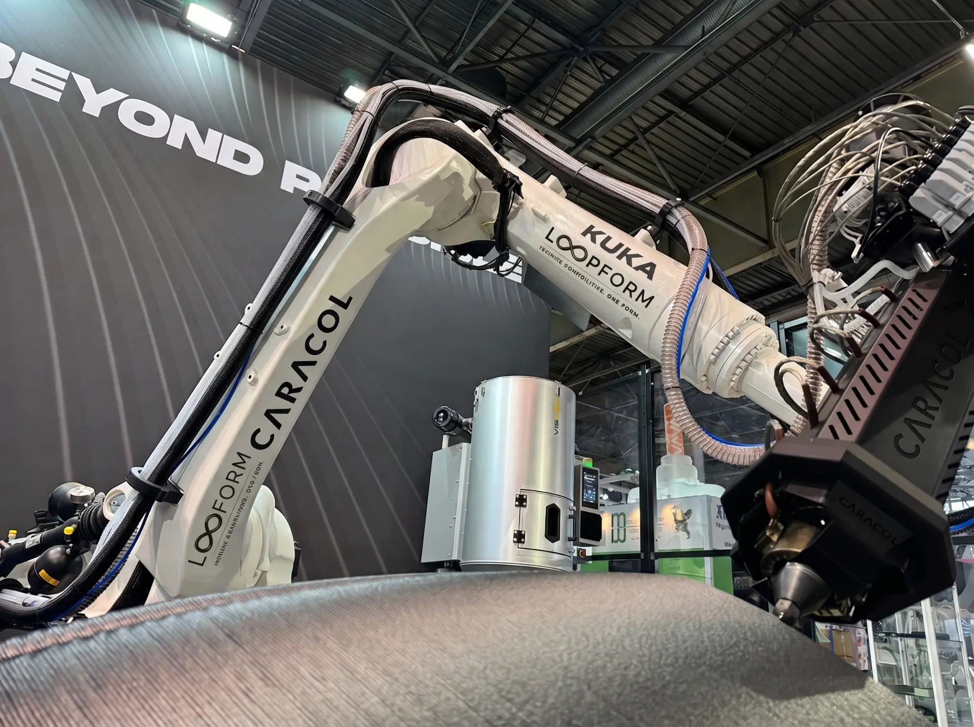 Robotic arm printing a flowing architectural form